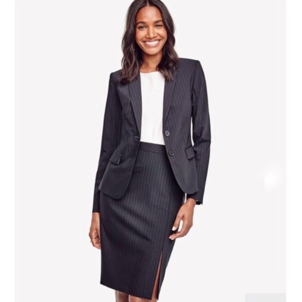 Ann Taylor - Black Pinstripe Blazer, Size 6P